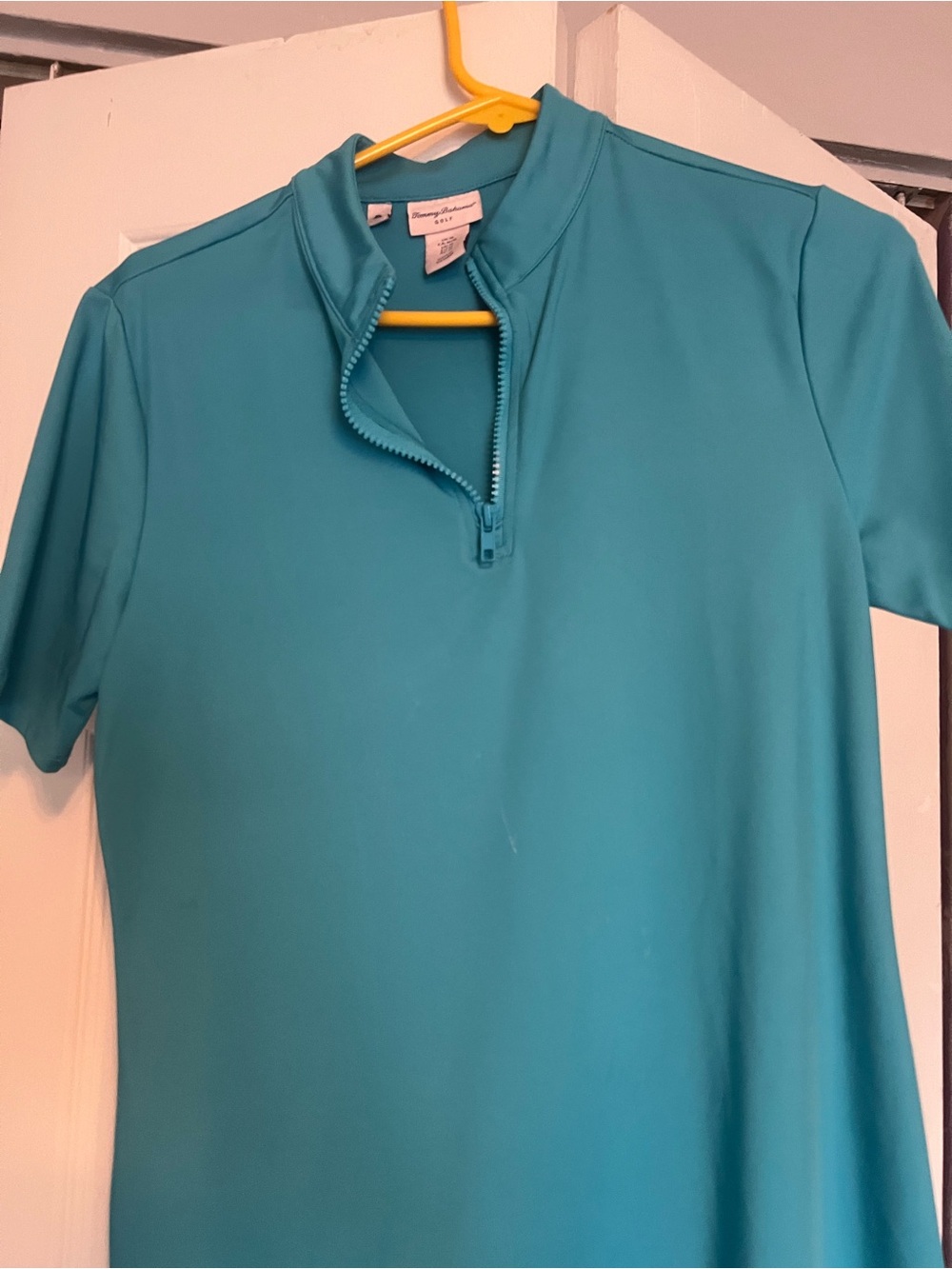Tommy Bahama Turquoise Short-Sleeve Zip golf Midi Dress